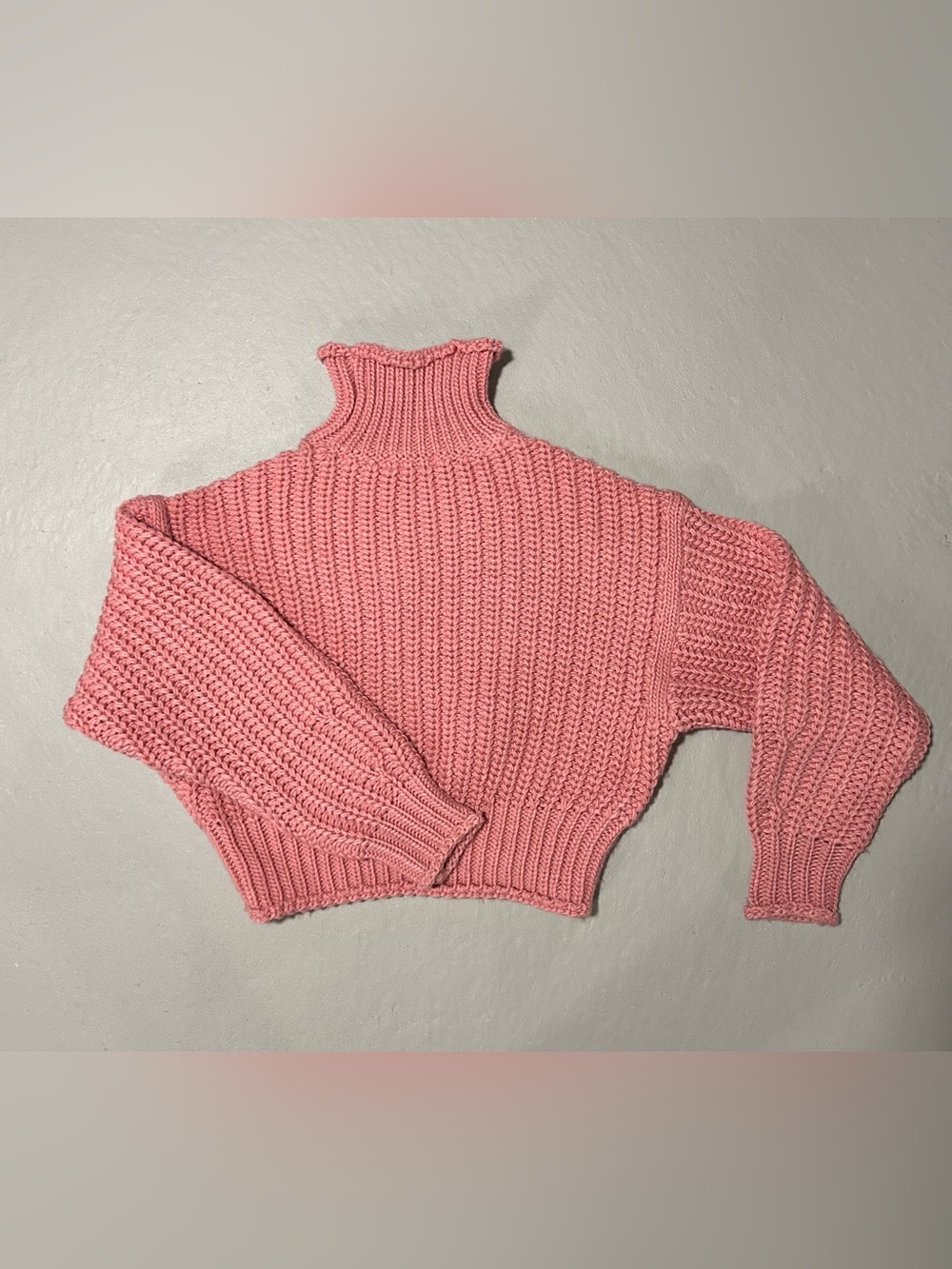 H&M Pink Ribbed Turtleneck Sweater